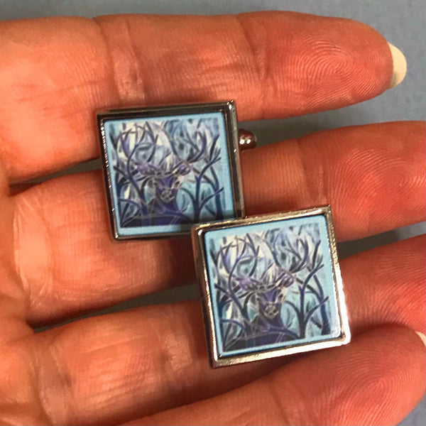 Majestic Stag Cuff Links Cool Blue - Gift for Him
