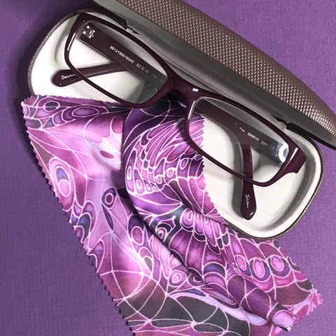 Plum glasses cleaning cloth - pretty butterfly cleaning cloth - phone screen cleaning cloth.