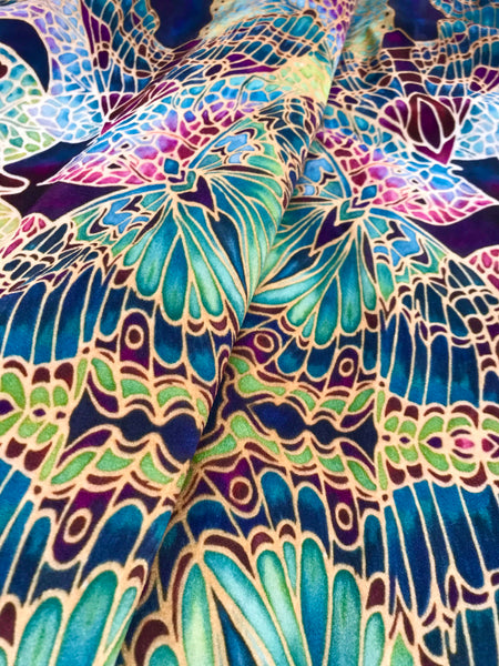 Green Butterfly Designer Velvet fabric by the metre