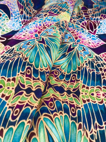 Green Butterfly Designer Velvet fabric by the metre