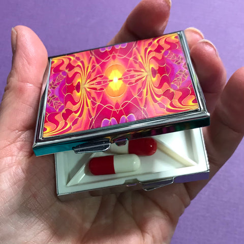 Pink Orange Orchid Large Pill Box - Stud Earing Jewellery Box