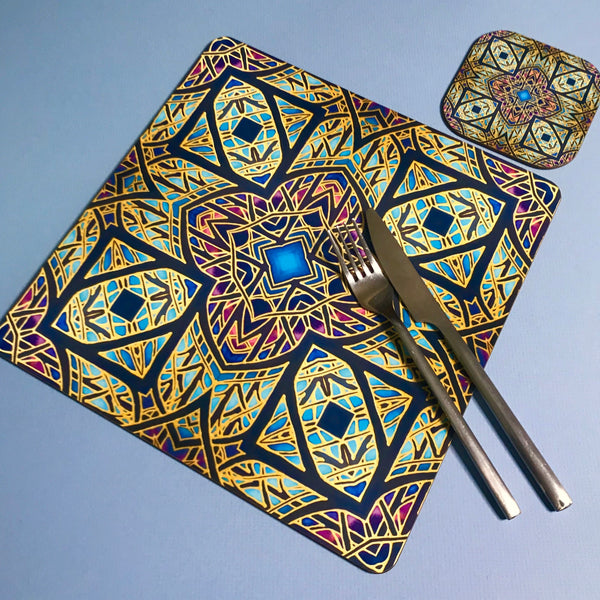 Cathedral Rose Window Square Table Mats & Coasters - Table Mats