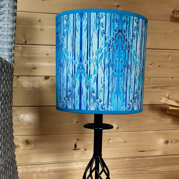 Into the Woods Contemporary Floor Lamp 1m tube - Tranquil Light Art Lamp - Blue Turquoise Aqua trees Lamp