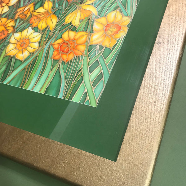 SOLD Yellow Daffodil Dreams Painting - flowers hand painted silk - Original Art