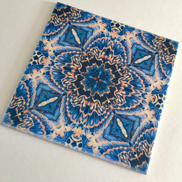 Contemporary Tiles Mixed Patterns - Grey Blue Orange Tiles - Beautiful Tile - Bohemian Tiles