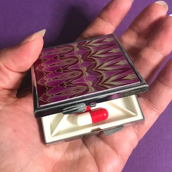 Pink Persian style Large Pill Box - Stud Earing Jewellery Box