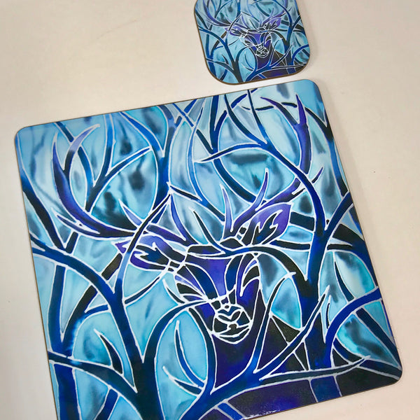 Blue Stags Rectangular Table Mats & Coasters - Wildlife Table Mats