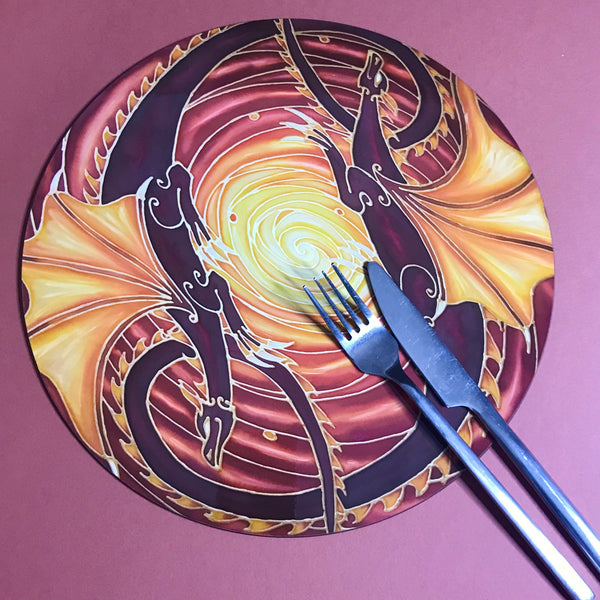 Dramatic Sun Dragons Round Table Mats & Coasters - Table Mats