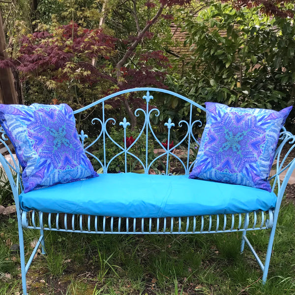 Blue Green Purple Spiral Shells Showerproof Cushion - Showerproof Garden Cushions - Blue green turquoise Cushion