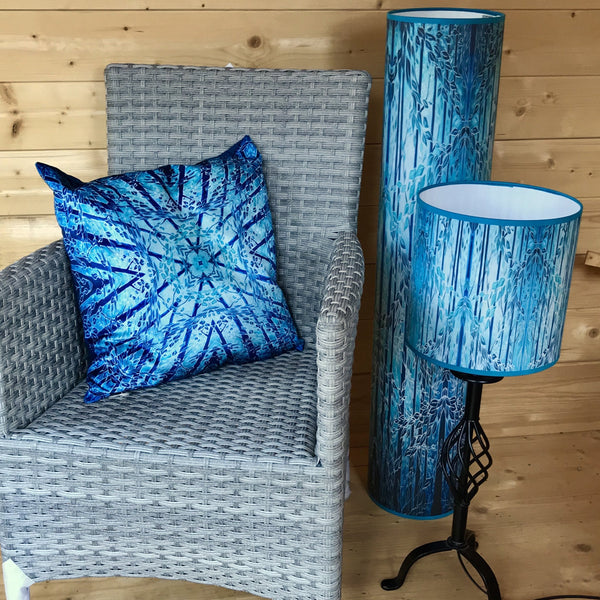 Into the Woods Contemporary Floor Lamp 1m tube - Tranquil Light Art Lamp - Blue Turquoise Aqua trees Lamp