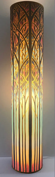 Cathedral  Trees Contemporary Floor Lamp  - Sunset Woods Light Art Lamp - Blue Turquoise Aqua trees Lamp