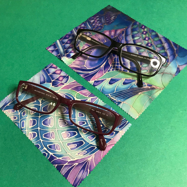Blue Green Purple Shells glasses cleaning cloth - pretty butterfly cleaning cloth - phone screen cleaning cloth.