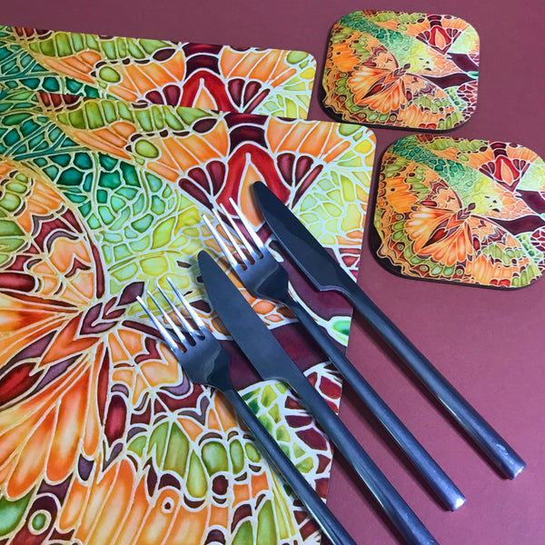 Green Caramel Butterfly Table Mats & Coasters - Butterfly Table Mats