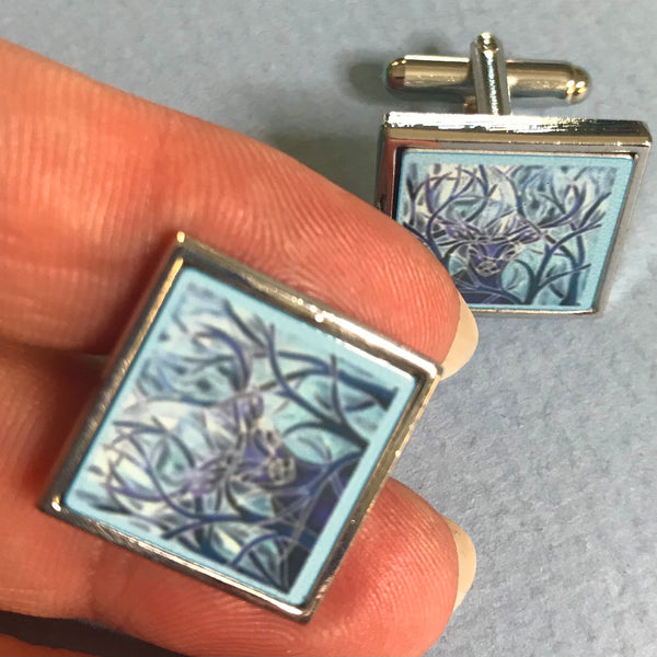 Majestic Stag Cuff Links Cool Blue - Gift for Him