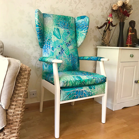 Green Parker Knoll Chair - Mint Green Chair Update - Bespoke Upholstery and Re-covering
