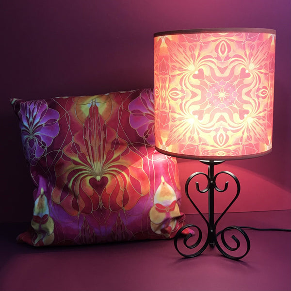 Orchid Kaleidoscope Pink Sunset Coloured Lampshade - Ceiling or Table Drum Shade - Atmospheric Lamp Shade
