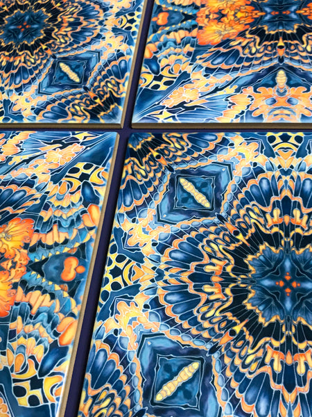 Contemporary Butterfly Tiles - Orange & Grey Ceramic Tiles - Beautiful Bohemian Printed Tiles