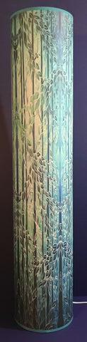 Into the Woods Contemporary Floor Lamp 1m tube - Tranquil Light Art Lamp - Blue Turquoise Aqua trees Lamp