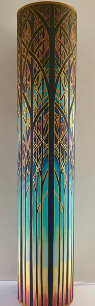 Cathedral  Trees Contemporary Floor Lamp  - Sunset Woods Light Art Lamp - Blue Turquoise Aqua trees Lamp