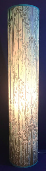 Into the Woods Contemporary Floor Lamp 1m tube - Tranquil Light Art Lamp - Blue Turquoise Aqua trees Lamp