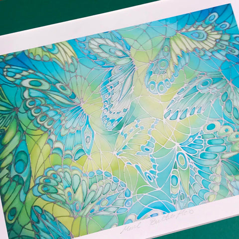 Green Butterfly Signed Limited Edition Print - Delicate Butterfly Print - Mint Green Butterfly Print - Bedroom Art