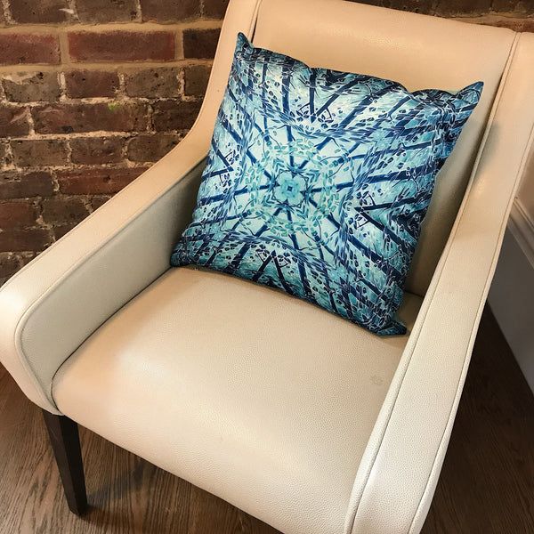 Teal Mint Velvet Cushion - Luxury Teal Blue Velvet - Intricate pattern Teal pillow
