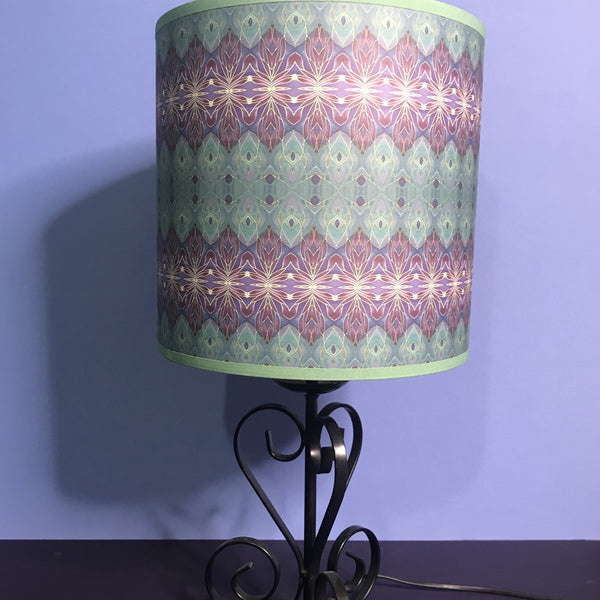 Purple Turkish Blue Persian Orchid Contemporary Lamp Shade for table lamp - Mediterranean Blue Drum Shade - Atmospheric lighting