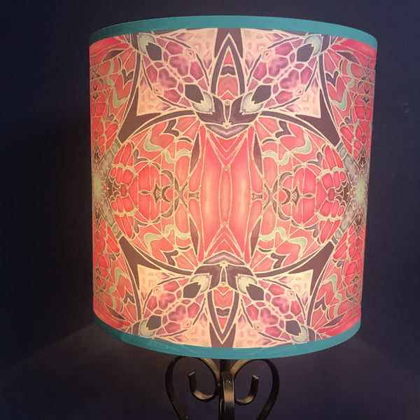 Nouveau Butterfly Echoes Pink Mint Contemporary Lamp Shade for table lamp - Mediterranean Blue Drum Shade - Atmospheric lighting