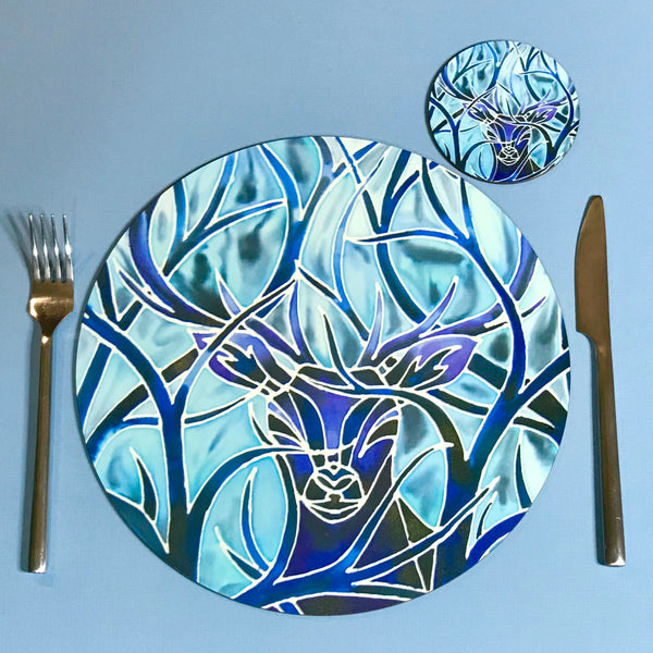 Blue Stag Round Mats & Coasters - Wildlife Table Mats