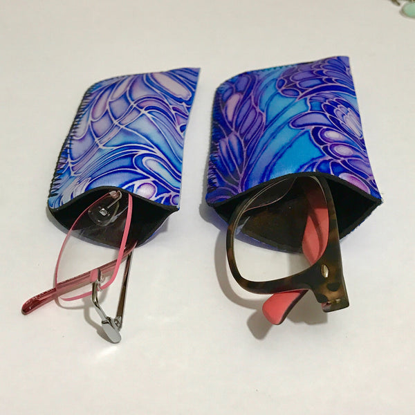 Blue Butterflies Glasses Cover - slip-on padded cover for glasses - Reading or Large Glasses Case