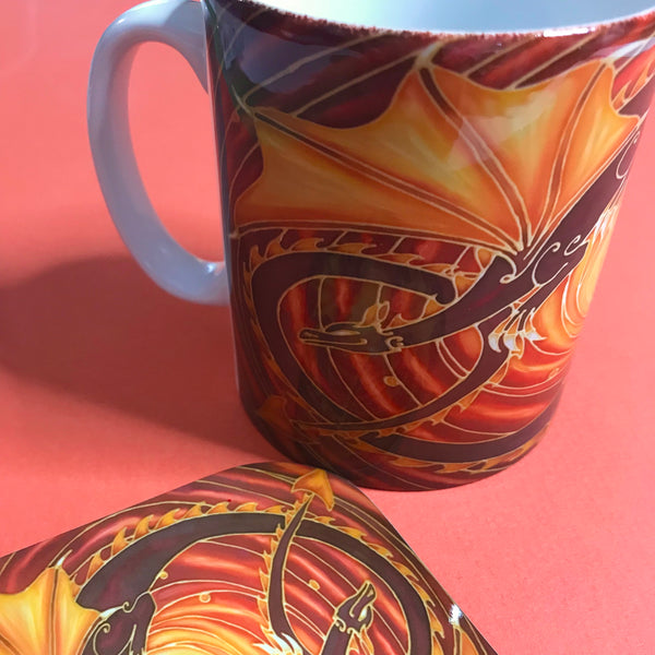 Sun Dragons Mug and Coaster Box Set - Dragon Mug - Game of Thrones Gift