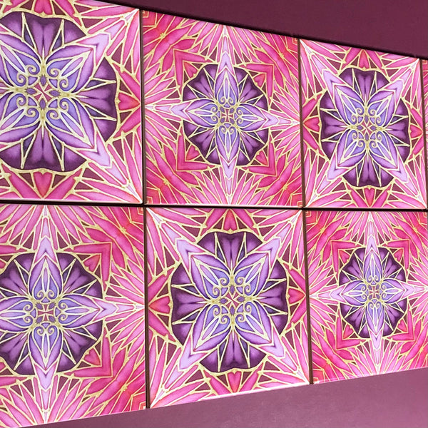 Pink purple star tiles mixed set