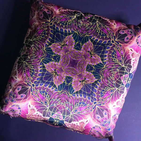 Plum Velvet Butterflies Cushion - Luxury Velvet Fabric - Deep Plum Butterflies pillow