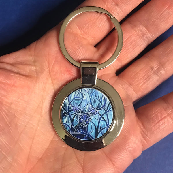 Blue Stag Key Ring - Nature Lovers Gift for Him - Present for Dad