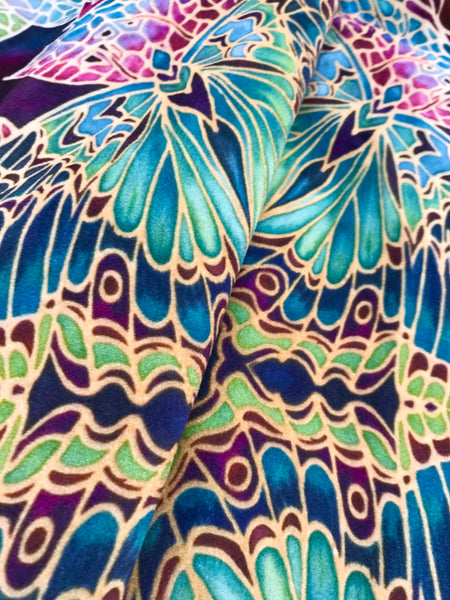 Green Butterfly Designer Velvet fabric by the metre