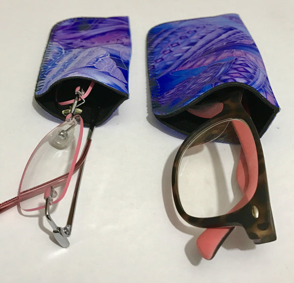 Blue Shells glasses case - slip on padded glasses cover - Reading / Large Glases Cover