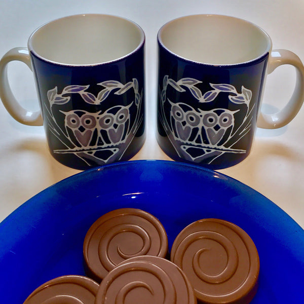 Owls Mug & Coaster - Blue Owl Mug Set - Owl Mug Gift - Woodland Lovers