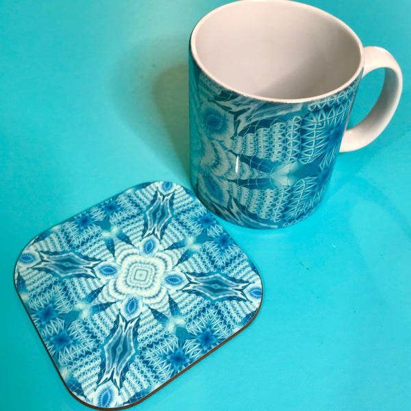 Intricate patterned Mug and coaster box set or Mug only - Colourful Mug Set - Patterned Mug Gift