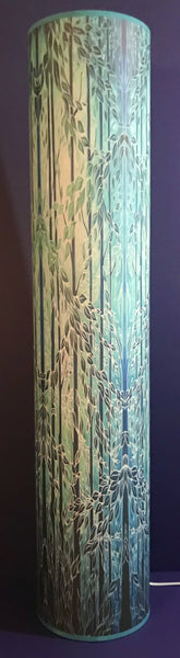 Into the Woods Contemporary Floor Lamp 1m tube - Tranquil Light Art Lamp - Blue Turquoise Aqua trees Lamp