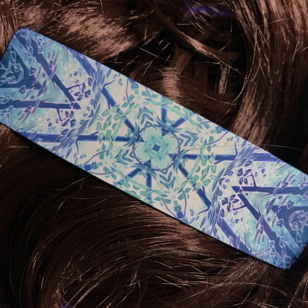 Teal Star Stripes Hair Clip - Blue Green Turquoise Hair Barrette