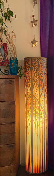 Cathedral  Trees Contemporary Floor Lamp  - Sunset Woods Light Art Lamp - Blue Turquoise Aqua trees Lamp