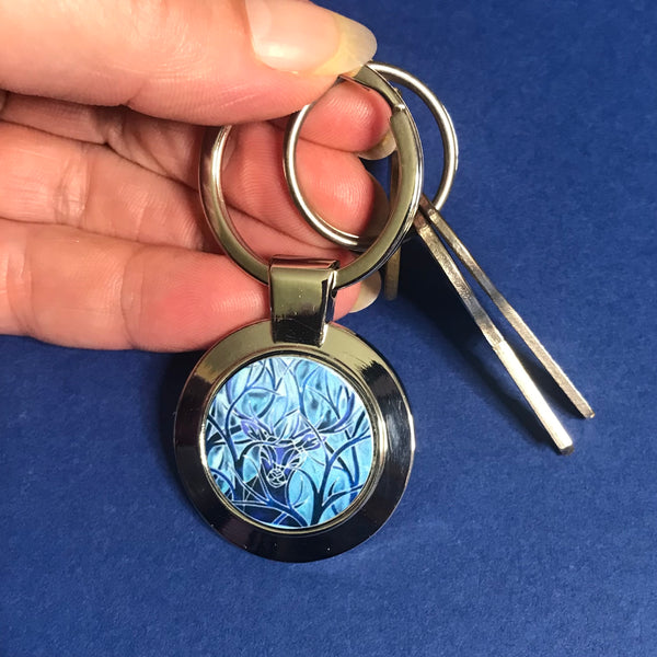 Blue Stag Key Ring - Nature Lovers Gift for Him - Present for Dad