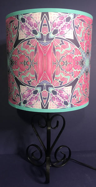 Nouveau Butterfly Echoes Pink Mint Contemporary Lamp Shade for table lamp - Mediterranean Blue Drum Shade - Atmospheric lighting