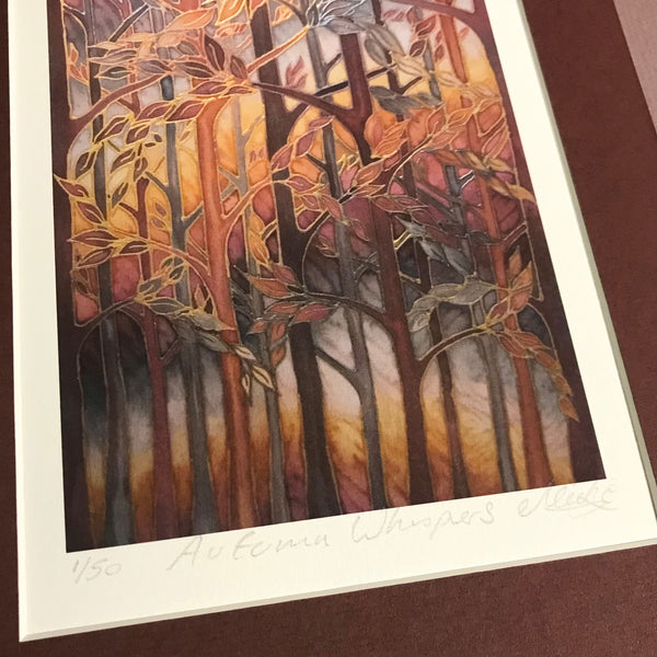 Autumn Whispers Signed Print - Rust Caramel Chocolate Grey Forest Print Art