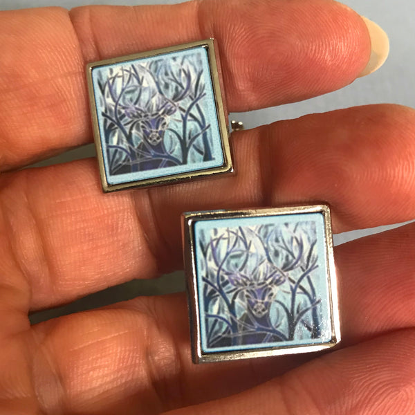Majestic Stag Cuff Links Cool Blue - Gift for Him