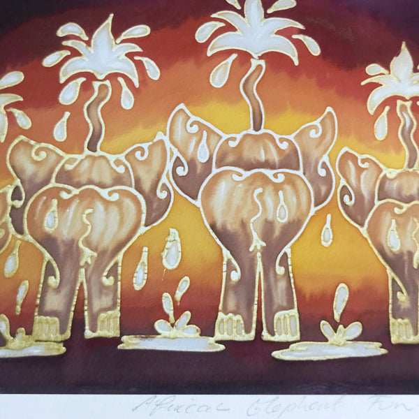 Warm and Fun African Elephant Print - Elephant Family Art Print - Baby Elephant Print - Wildlife Art