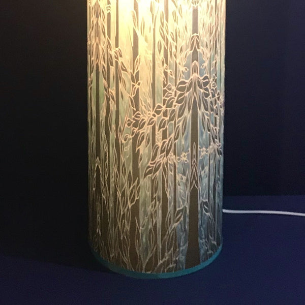 Into the Woods Contemporary Floor Lamp 1m tube - Tranquil Light Art Lamp - Blue Turquoise Aqua trees Lamp