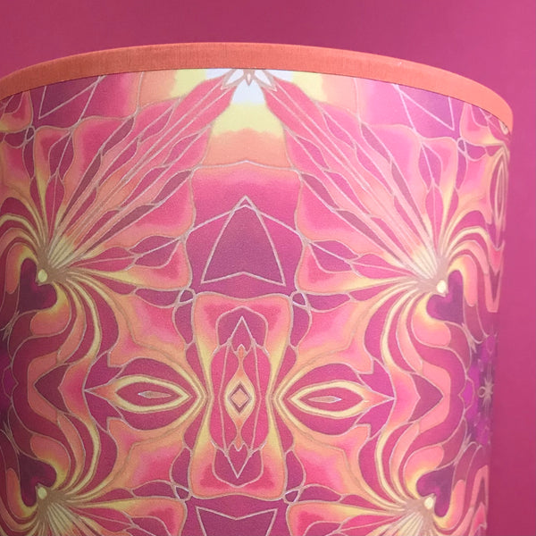 Orchid Kaleidoscope Pink Sunset Coloured Lampshade - Ceiling or Table Drum Shade - Atmospheric Lamp Shade