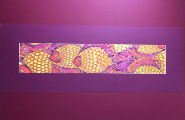 Vibrant Tropical Fish Original Silk Painting - Bold Pink Orange Gold Hand-Painted Silk Art