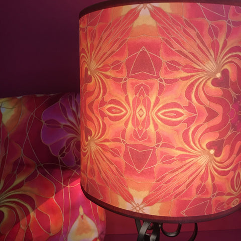 Orchid Kaleidoscope Pink Sunset Coloured Lampshade - Ceiling or Table Drum Shade - Atmospheric Lamp Shade